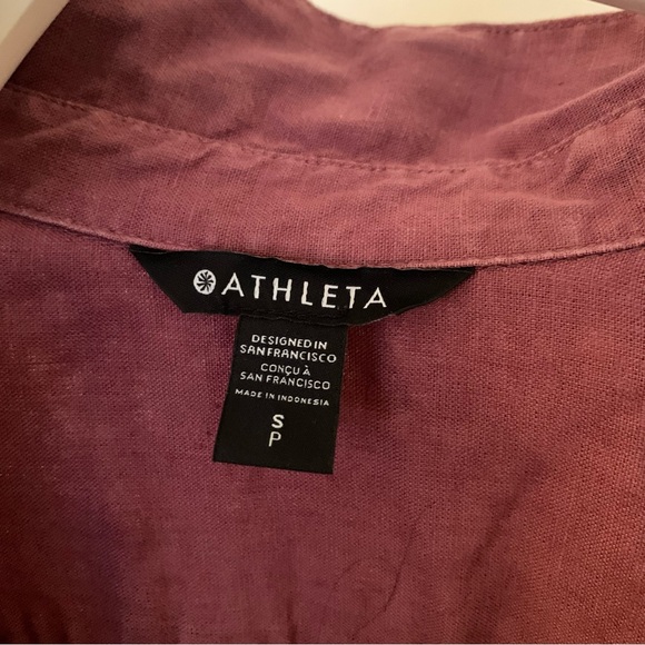 Athleta Playa Linen Shirt in Tawny Rose (S Petite) - Picture 3 of 4